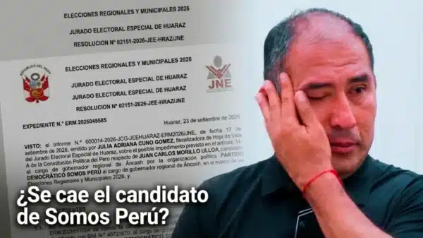 Juan Carlos Morillo durante un acto público frente al proceso de exclusión en el JEE de Huaraz, Áncash.