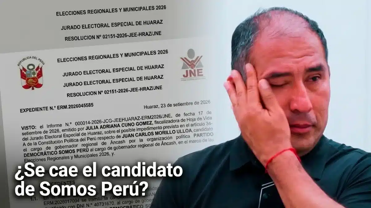 Juan Carlos Morillo durante un acto público frente al proceso de exclusión en el JEE de Huaraz, Áncash.